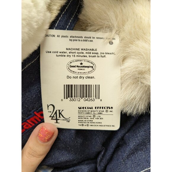 Vintage Little Pup Lost 24 K Polar Puff 1993 Dog W/ Overalls Stuffed Animal 14" - Picture 4 of 4